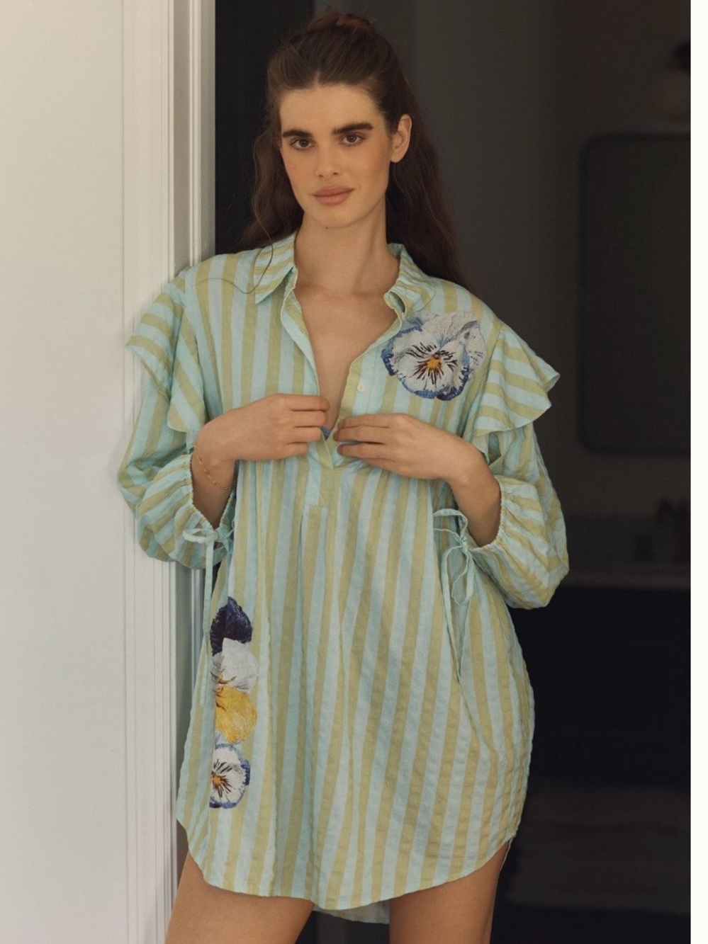 LyreBird × Nay Bellamy Long-Sleeve
Popover Mini dress